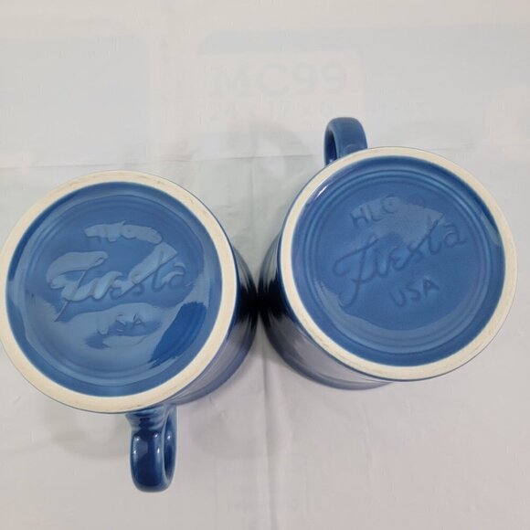 Homer Laughlin Fiesta USA Pottery Blue Ring Handle Coffee Tea Mugs – Set of 2 - Picture 3 of 16